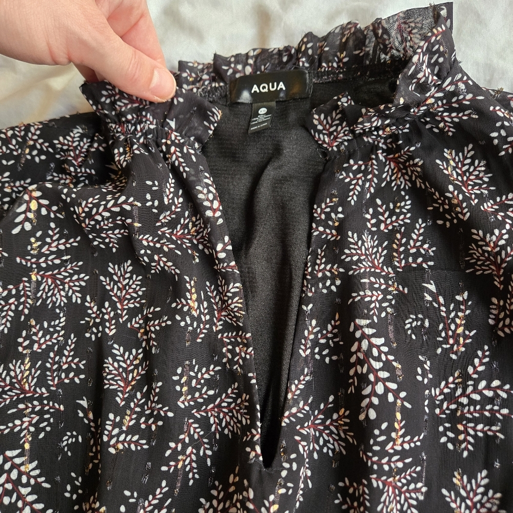 Aqua Black Floral Midi Dress - Picture 8 of 15